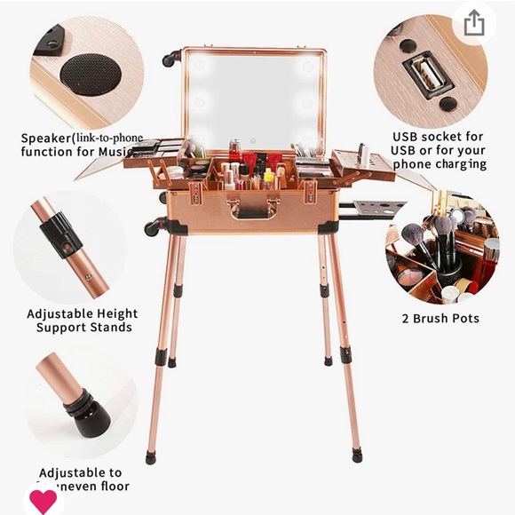 COPY - Large rolling makeup train studio. Has Bluetooth speakers dimmable light… - Picture 2 of 15